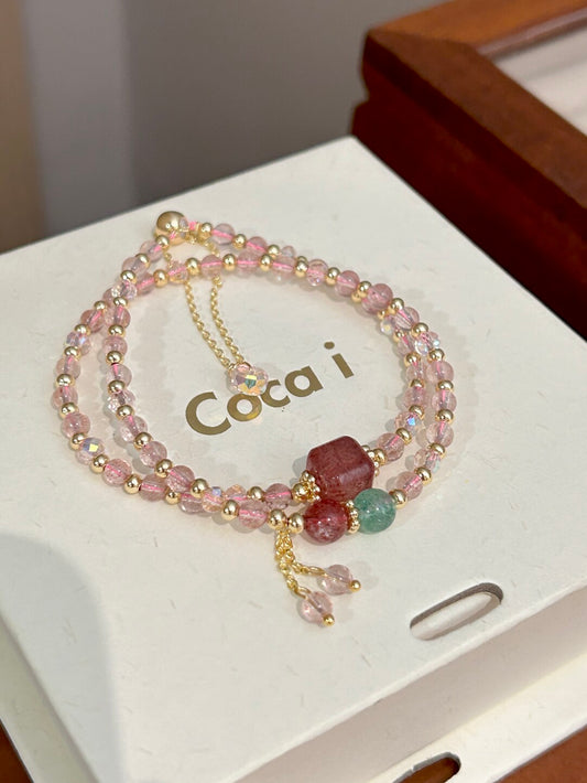 Pink Crystal Hand String Love Stone