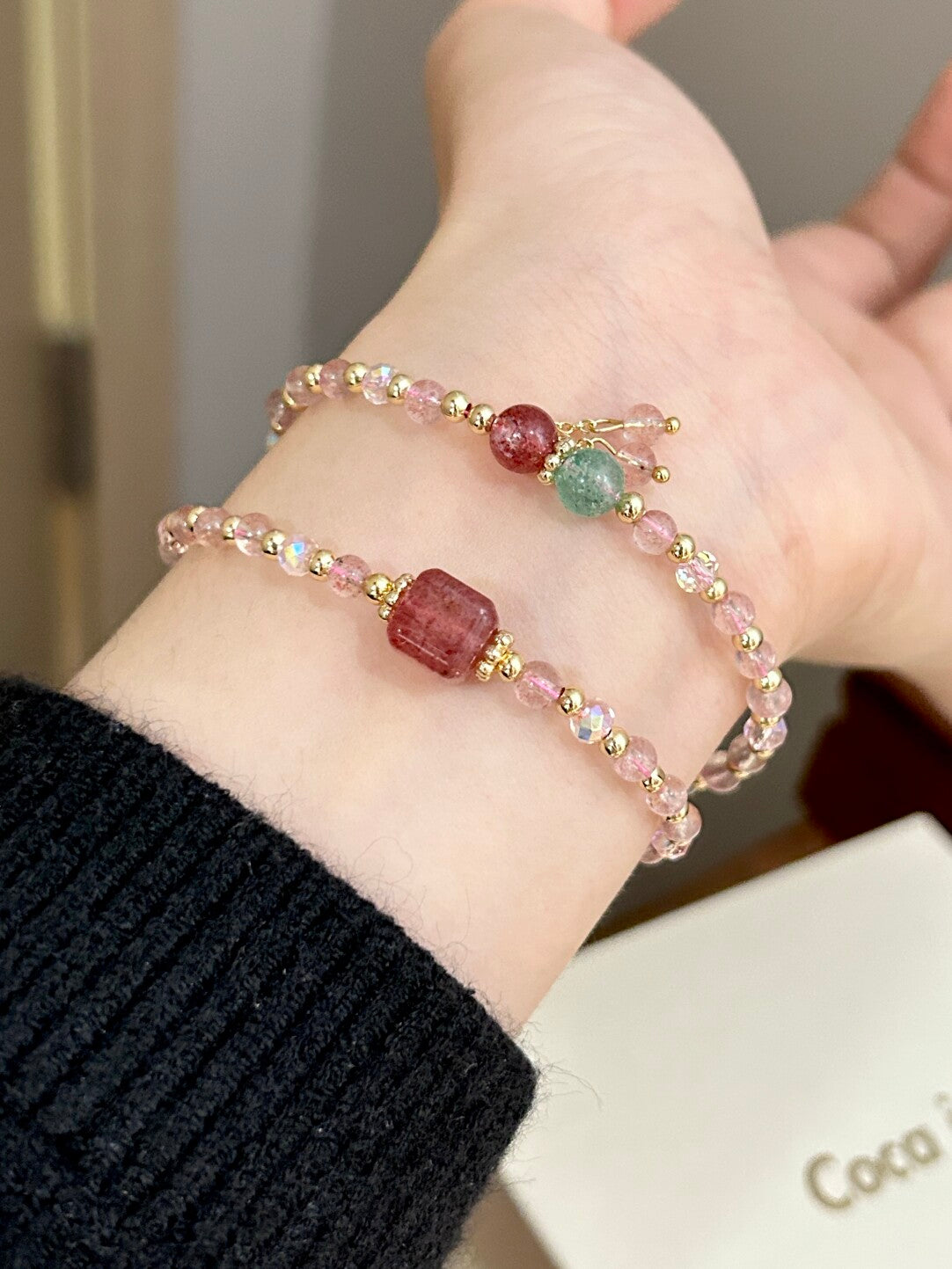 Pink Crystal Hand String Love Stone