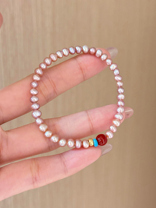 Natural seawater pearl and cinnabar bracelet, noble temperament