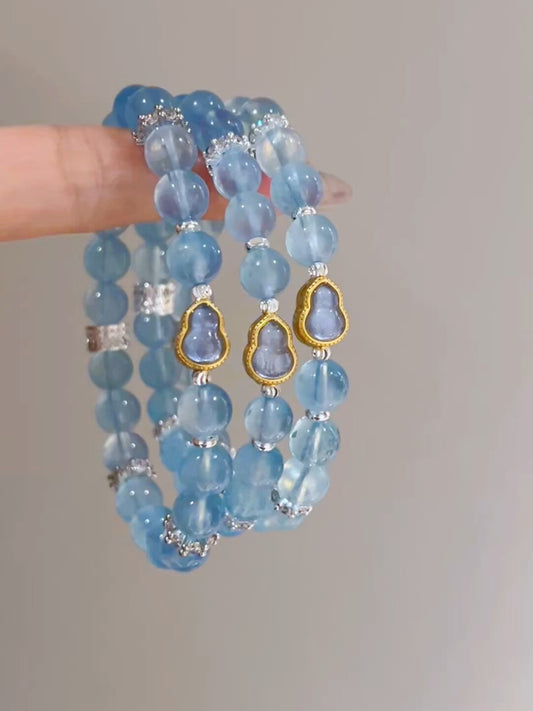 Ocean Blue Treasure Crystal Bracelet God of Luck